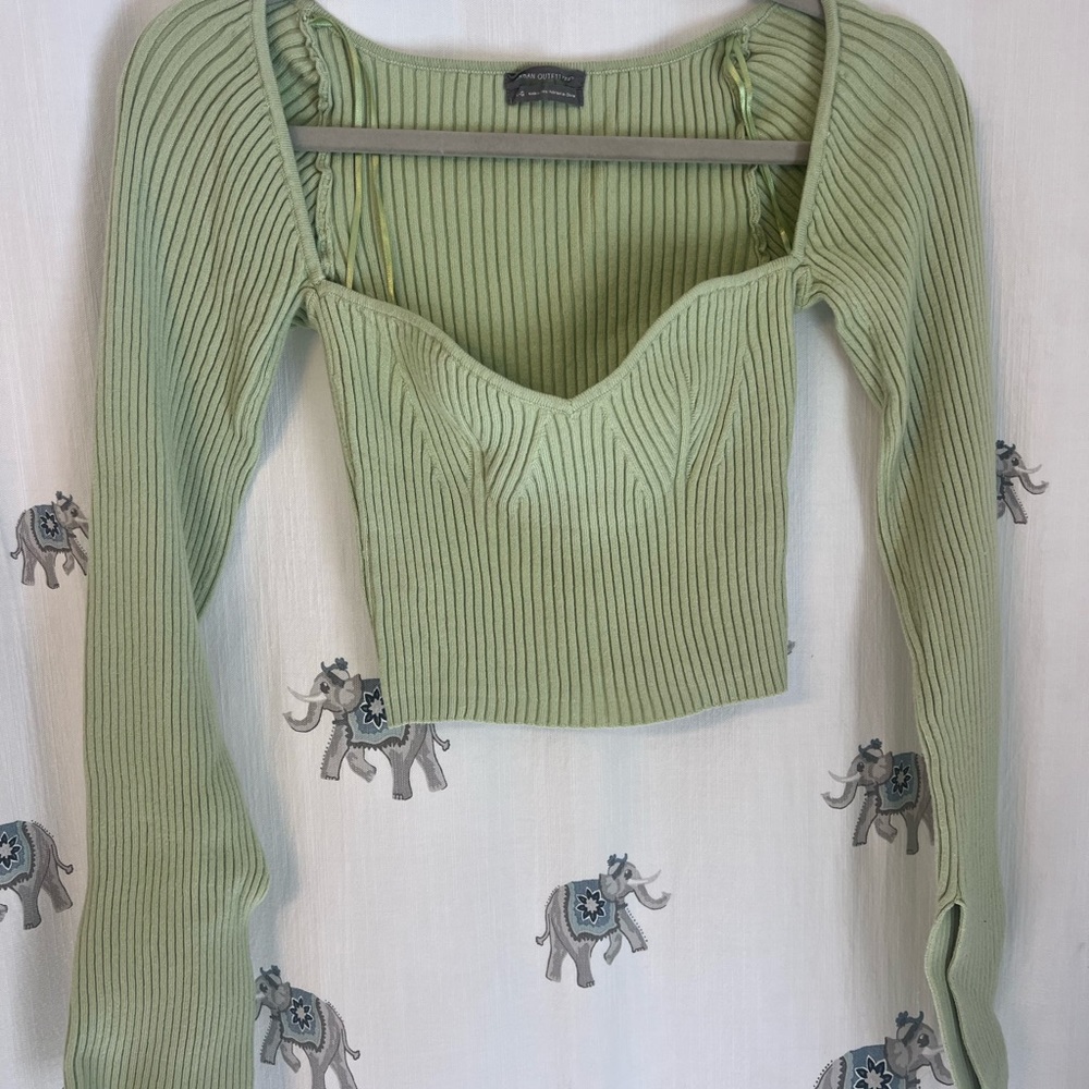 Urban Outfitters Light Green Ribbed Blouse